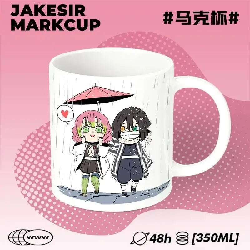 Creative Demon SlayerQ Edition Kanroji Mitsuri Tokitou Muichirou Nezuko Cute Anime Cartoon Pattern Fashion Ceramic Water Cup