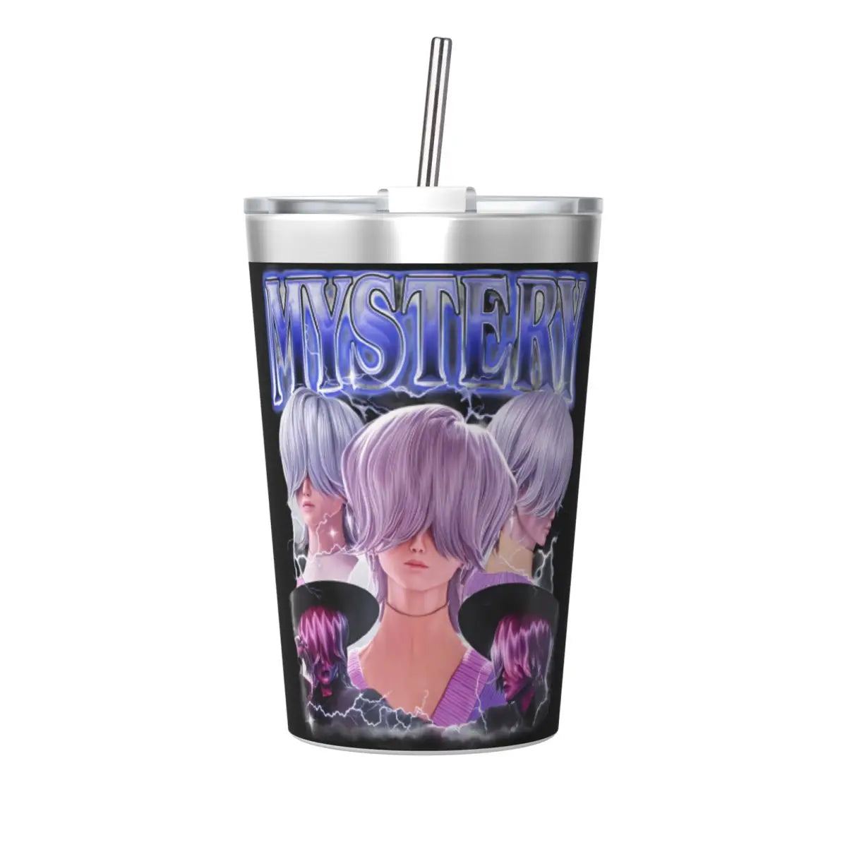 Kpop Demon Hunters Saja Boys 12oz Tumbler Stainless Steel Double Wall Vacuum Insulated Mug Cups With Straw for Cold Hot