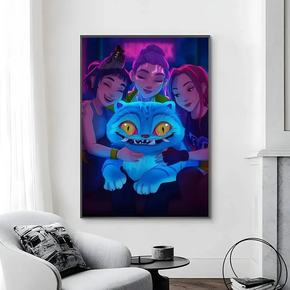 Cartoon Movie K-Pop Demon Hunters-A Poster Canvas painting poster with prints Home bedroom living room decoration gift