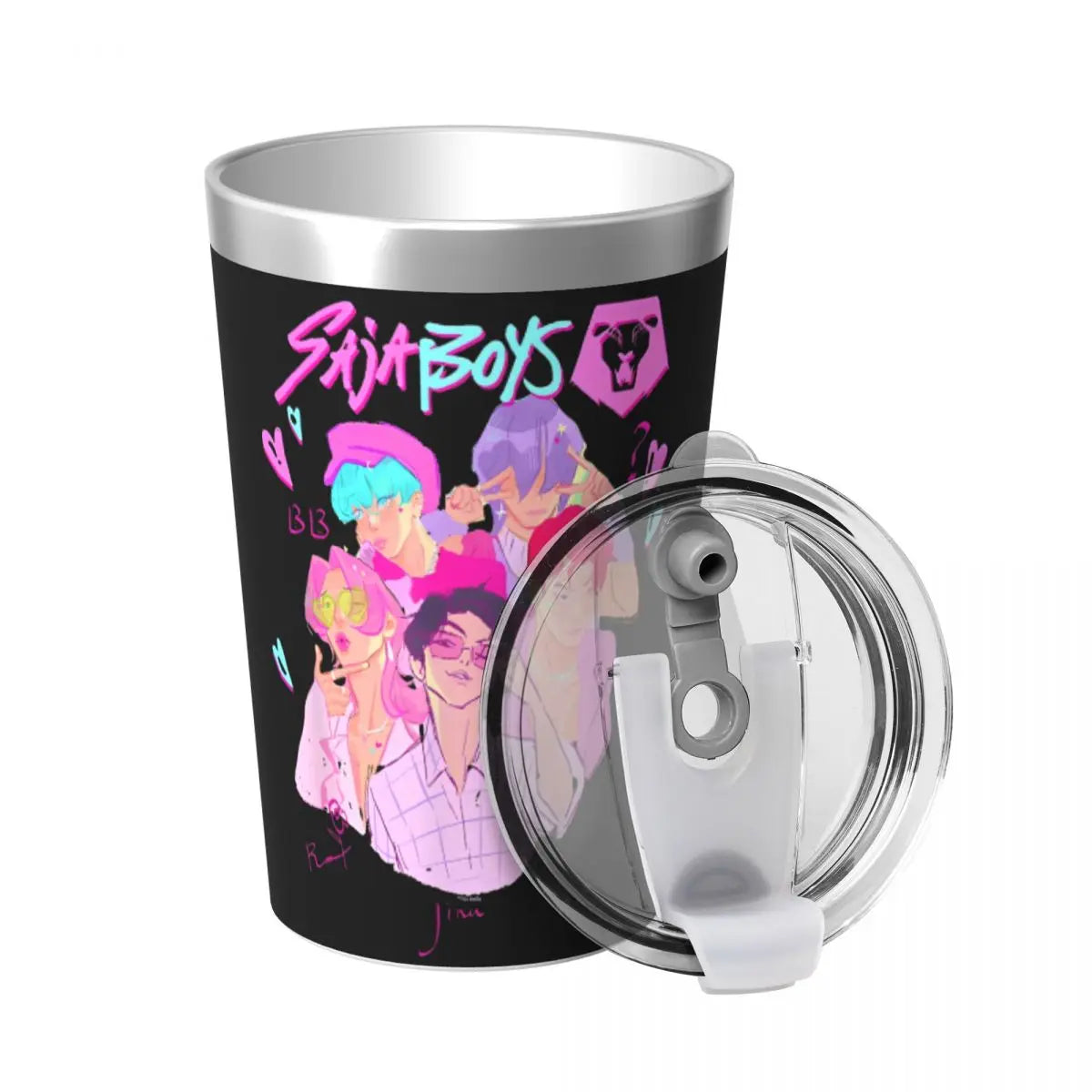 Kpop Demon Hunters Saja Boys 12oz Tumbler Stainless Steel Double Wall Vacuum Insulated Mug Cups With Straw for Cold Hot