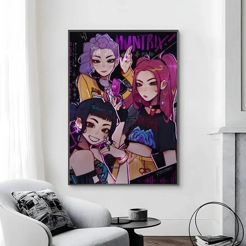 Cartoon Movie K-Pop Demon Hunters-A Poster Canvas painting poster with prints Home bedroom living room decoration gift