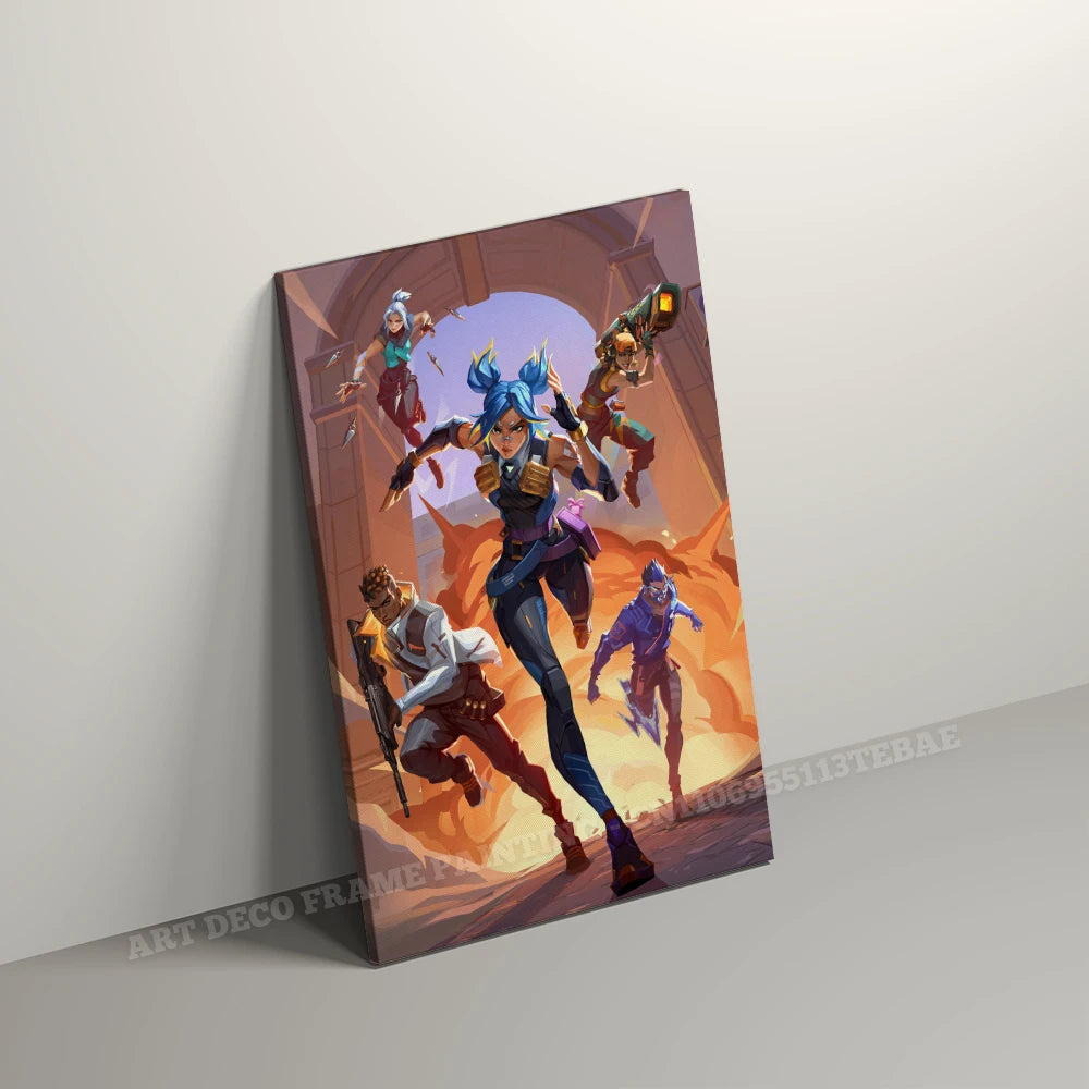 Valorant With Frame Decor Pictures Hot Game Anime Canvas Wall Artwork Paintings Printed Poster Living Room Home Decoration Mural