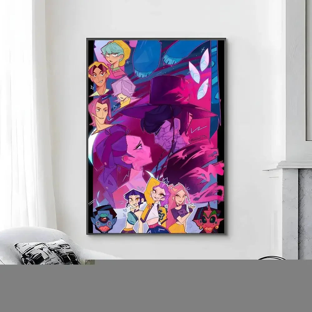 Cartoon Movie K-Pop Demon Hunters-A Poster Canvas painting poster with prints Home bedroom living room decoration gift