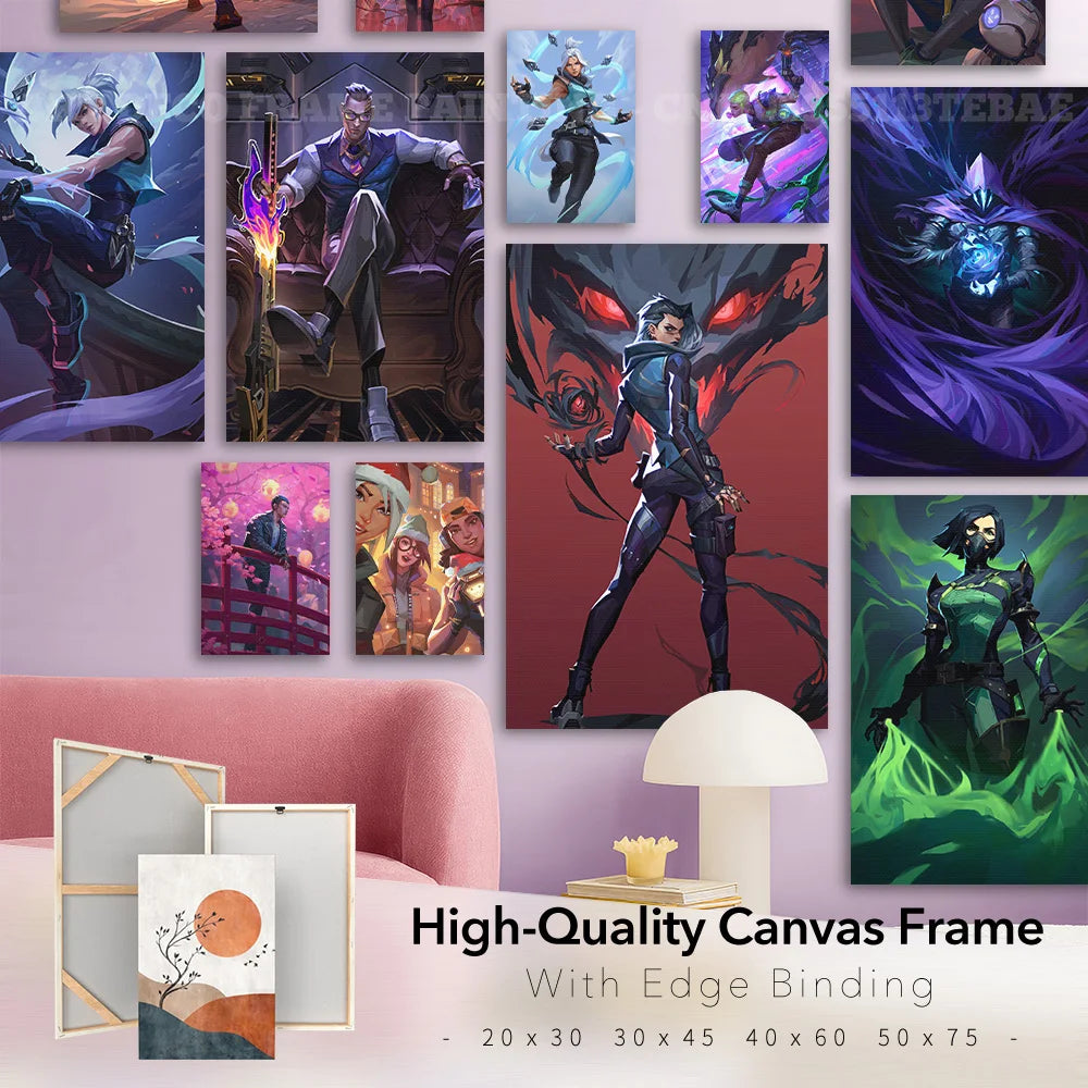 Valorant With Frame Decor Pictures Hot Game Anime Canvas Wall Artwork Paintings Printed Poster Living Room Home Decoration Mural