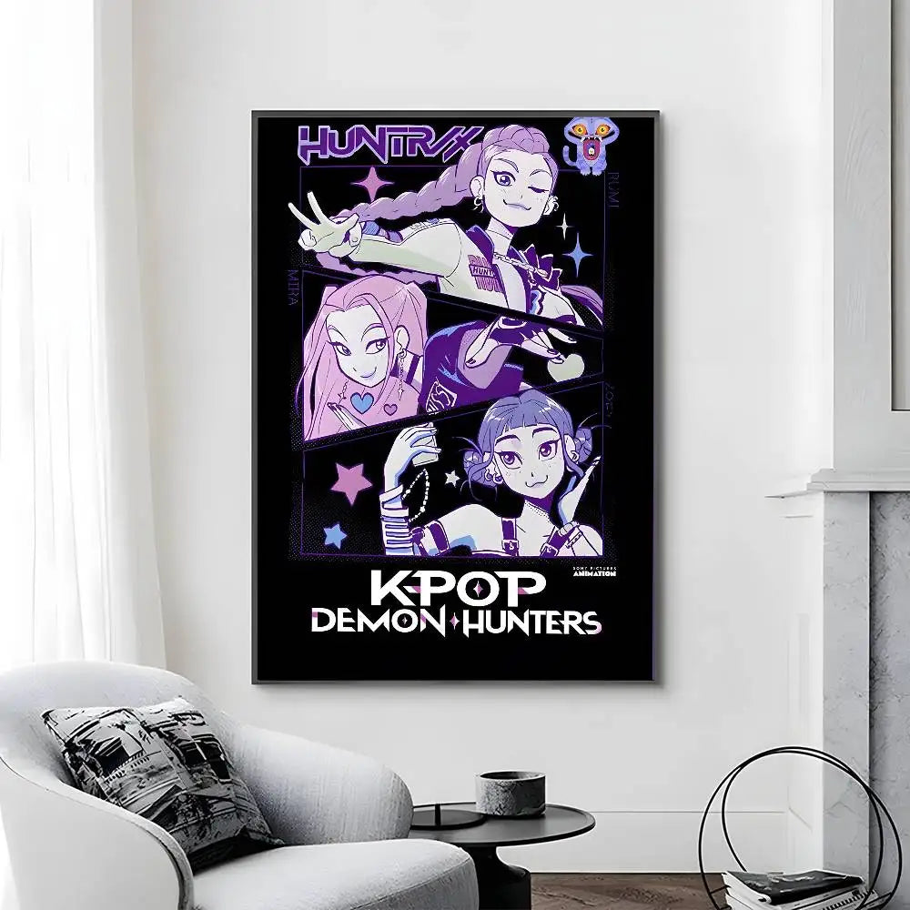 Cartoon Movie K-Pop Demon Hunters-A Poster Canvas painting poster with prints Home bedroom living room decoration gift