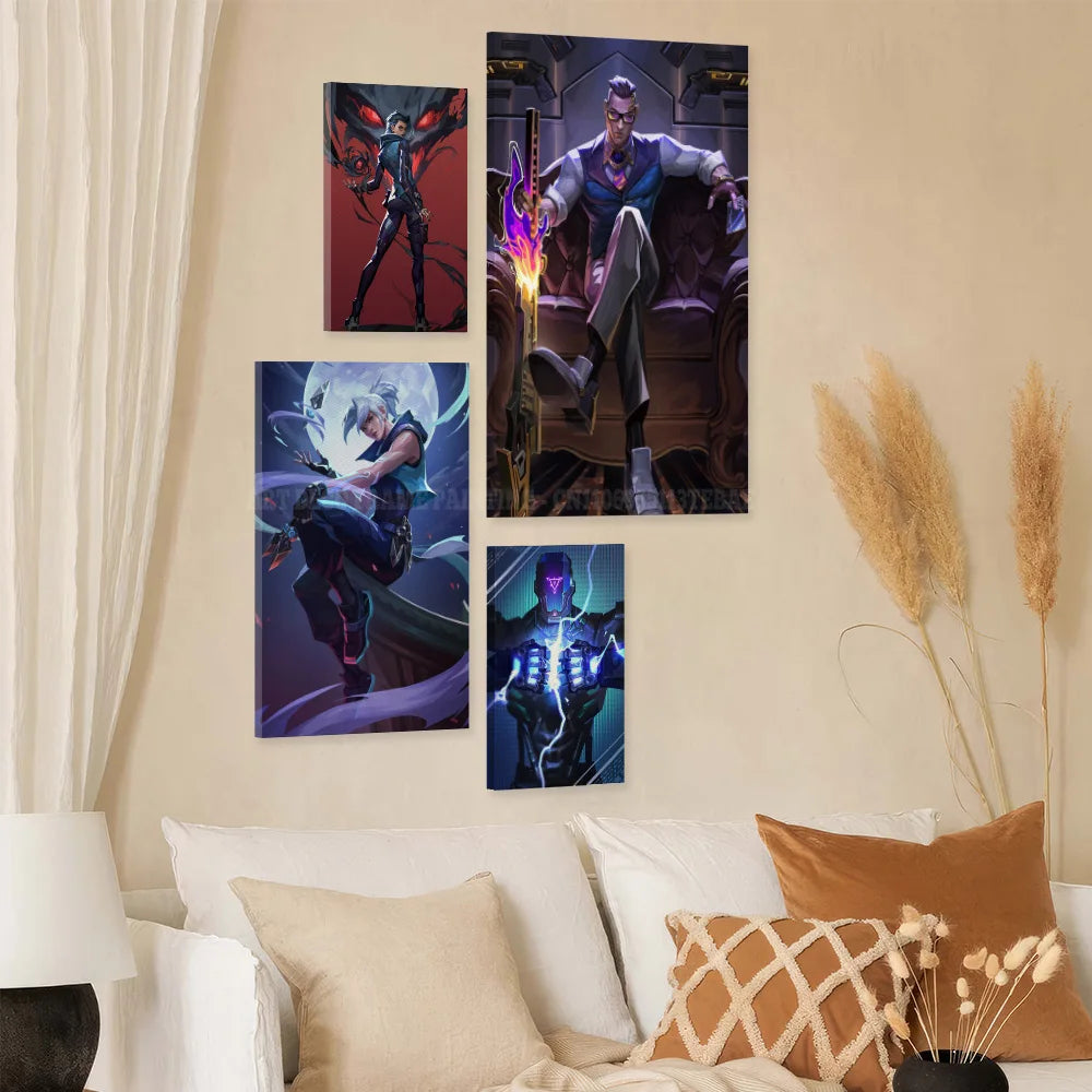 Valorant With Frame Decor Pictures Hot Game Anime Canvas Wall Artwork Paintings Printed Poster Living Room Home Decoration Mural