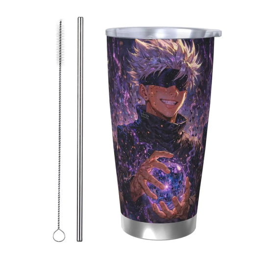 Jujutsu Kaisen Satoru Gojo Stainless Steel Tumbler Vacuum Insulated Mug Thermal Cold Cups Straw With Lid 20oz